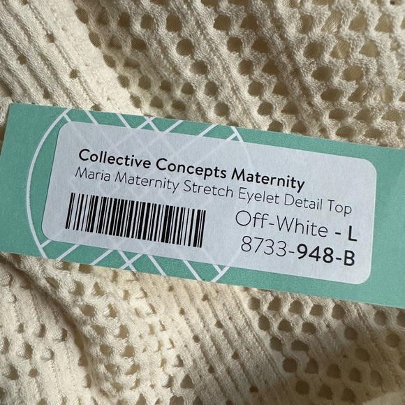 NWT Collective Concepts Maternity Stretch Eyelet Top Off White L - Picture 8 of 8